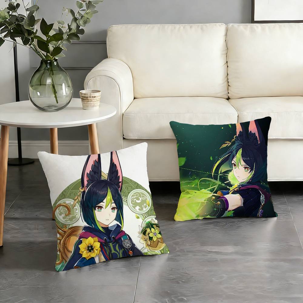T-Tighnari G-Genshin Impact Pillow Case Pattern Printed Pillowcase For Living Room Sofa Cushion Cover