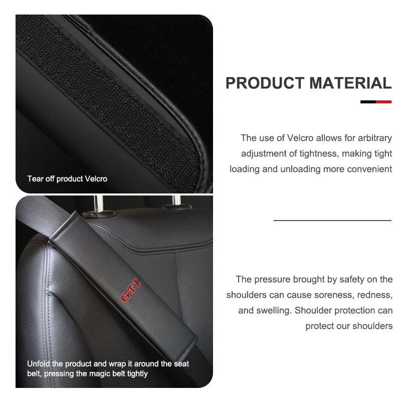 For Volkswagen VW Car Seat Belt Leather Safety Belt Shoulder Cover Protect Pad Beetle CC B5 B6 B7 EOS GTI MK2 MK4 MK5 MK6 Fx5