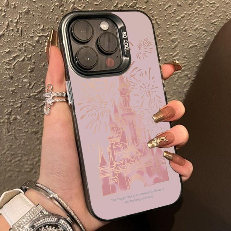 New Year Pink Castle Fireworks Case For  Mi 14 13 12 12T 13T Pro 11 Lite 5G NE Poco F5 X5 Pro Lens protect plating Cover