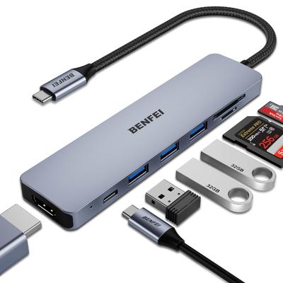 Hub USB C BENFEI Hub USB C Multiport do HDMI do karty PD 100 W Ładowanie Moc Dostarczanie Thunderbolt Kompatybilny z iPhone 15 MacBook iPad 7w1, Adapter,
