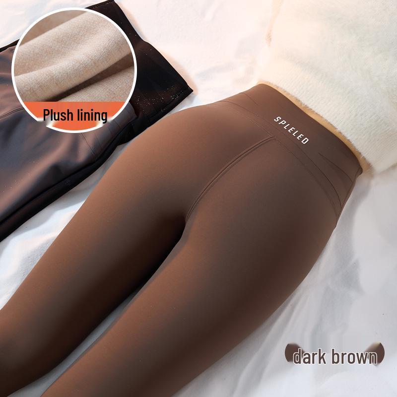 Women's High Waist Fleece Lined Shark Leggings - Cross Waist Tummy Control Yoga Pants for Autumn/Winter