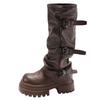 Retro Black British Platform Boots Women's Boots 2025 New Autumn with Skirt Thin Knight Boots