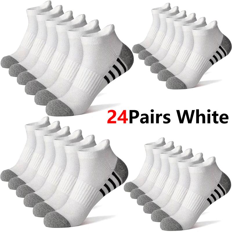 12 Paar Herren Plus Size Sportsocken EU39-46 Atmungsaktiv Bequem Schwarz Weiß Freizeit Outdoor Kurze Socken für Herren