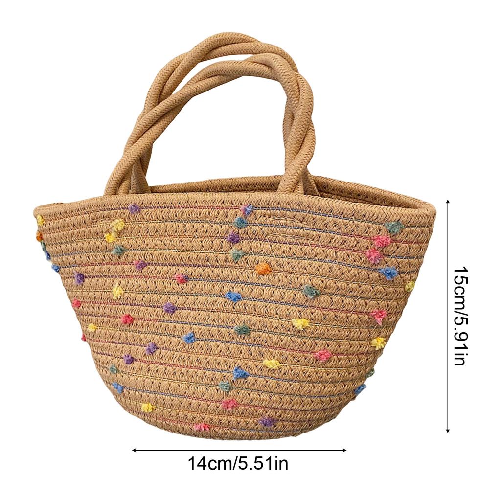 Natural Straw Tote Bag For Women Woven Shoulder Bag with Portable Handles Design