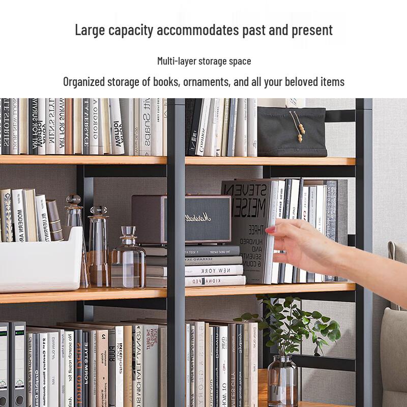 Industrial Wood & Metal Floor Bookshelf