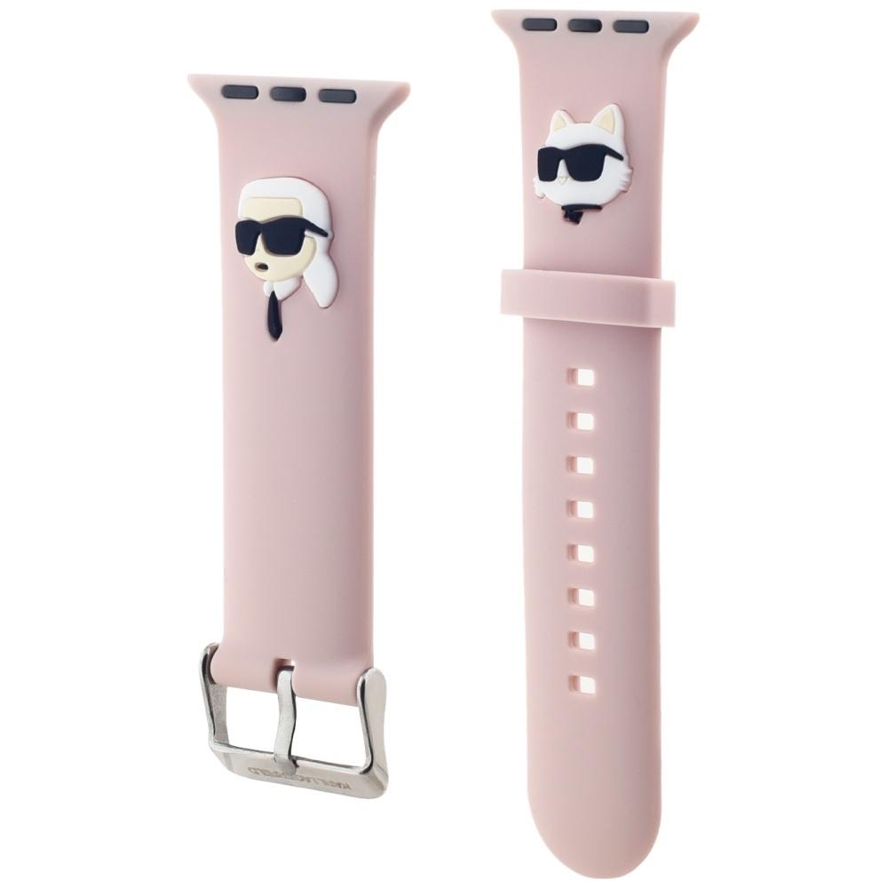Karl Lagerfeld Armband KLAWLSLKCNP Apple Watch 42/44/45/49mm rosa Armband 3D Gummi Karl & Choupette Köpfe