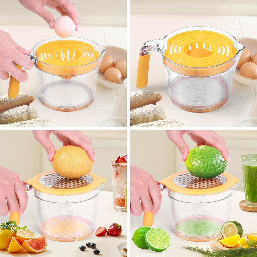 Citrus Juicer 4-in-1 Manual Juicer, ChefVille MJ02 Multifunctional Hand Juicer, Lemon Lime Squeezer with Comfortable Grip Handle, 21-Ounce Capacity