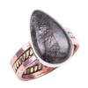Natural Black Rutile Gemstone 925 Sterling Silver Jewelry Two Tone Ring S.9 s6P40