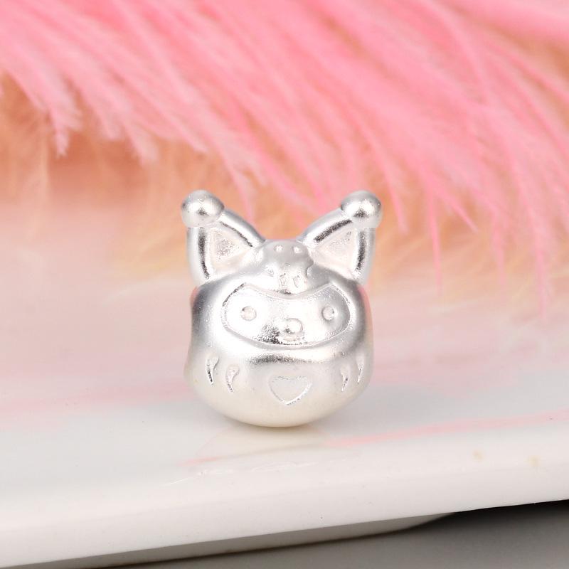 S999 Sterling Silver Sanrio Kuromi DIY Beaded Rope Foot Accessories серебряный