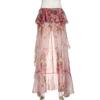 European Style 2024 Floral Print Irregular Maxi Skirt with Double-Layer Ruffles