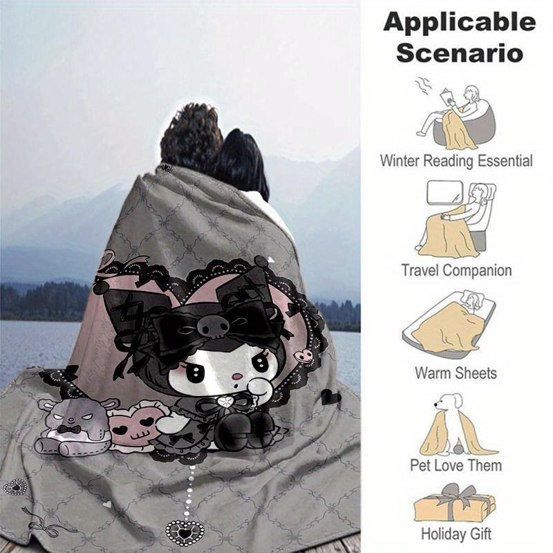 1pc, Sanrio Cute Gothic Character Home Decor Blanket: Perfect Gift for Bedroom, Living Room, Travel, Camping, Car, Beach, Office Naps. Soft Flannel Th