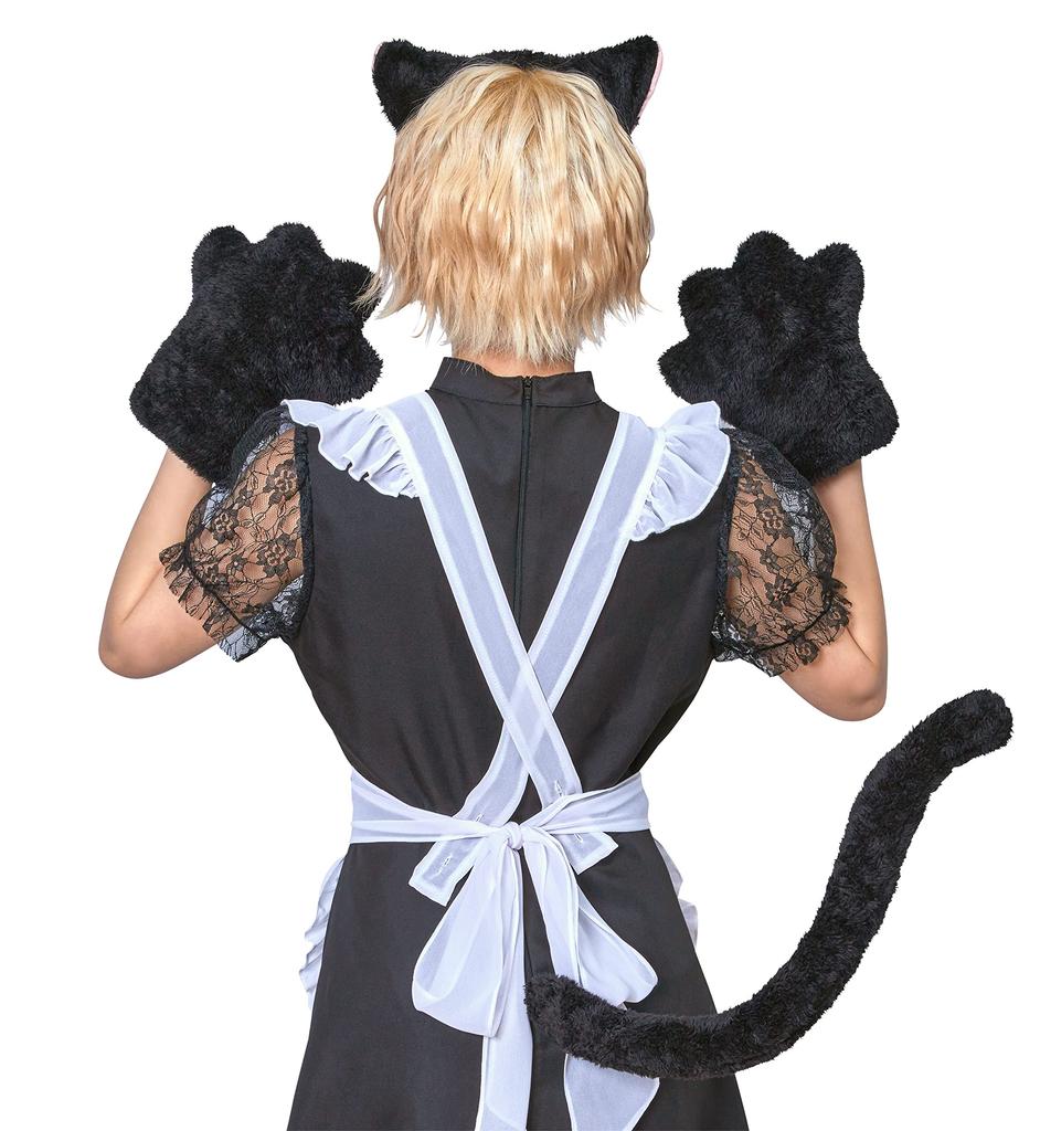 Clearstone Fluffy Animal Set Cosplay Halloween Black Cat Unisex Black
