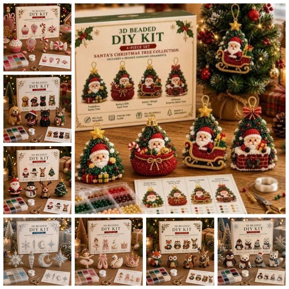 Babbo Natale Natale Perla Arte Artigianato Kit Cane Gatto Creativo Fai da te Perline Artigianato Set Pinguino Pupazzo di Neve Alce Decorazione Natalizia