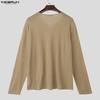 INCERUN Men Irregular Neck Long Sleeve Casual Texture T-shirts Tops