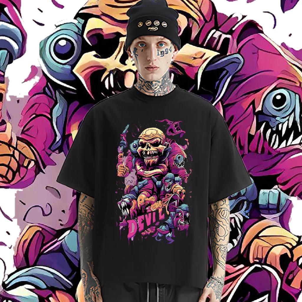 New 2024 Loose Round Neck Retro Tops Men's Casual Comfort Graphic Printing XL T Shirt Commemorative Hot Sale Breathable Tshirt