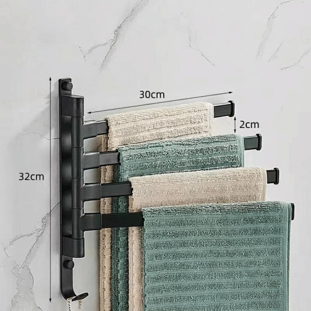 No Drill Installation Wall Mounted Towel Rack Swing Arm Towel Bar Bathroom Storage