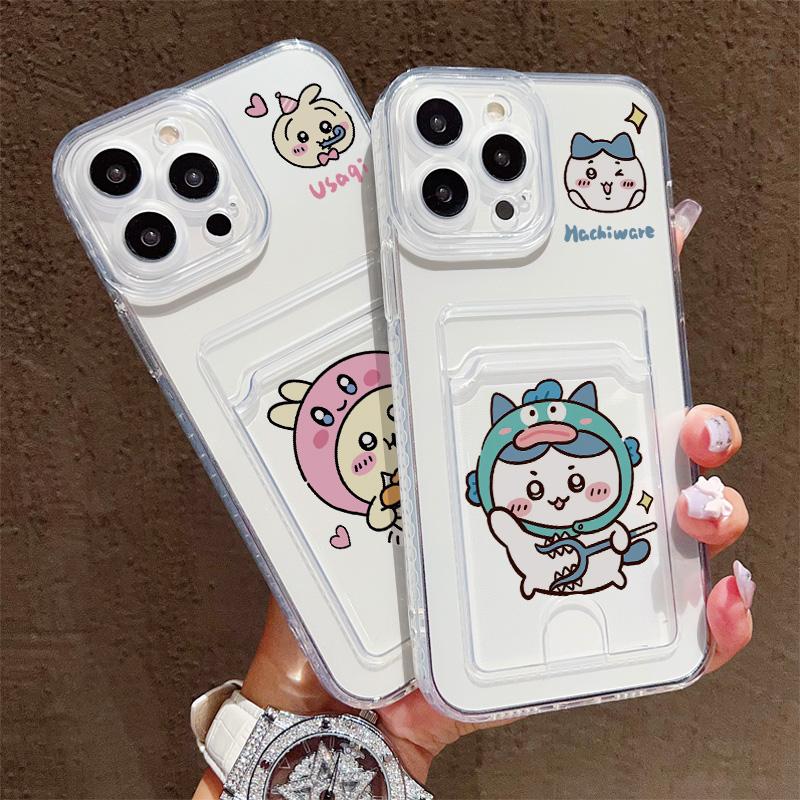 Card Slot Holder Silicone Wallet Pocket Case For Xiaomi Redmi Note 12 13 Reno 12F 13F 14F Samsung S23 S24 S25 Infinix Note 30 Cover Clear Phone Bumper