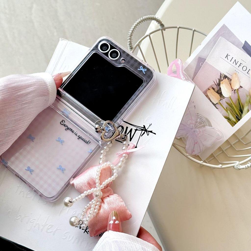 Korean Style Bow Flip Case for Samsung Z Flip7/Z Flip6 - Drop-Proof, Creative Design for Women