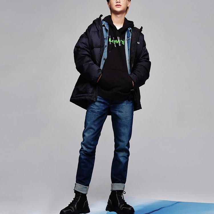 Levis Hooded Letter Print Sweatshirt Men Sweatshirt Black 38797-0014