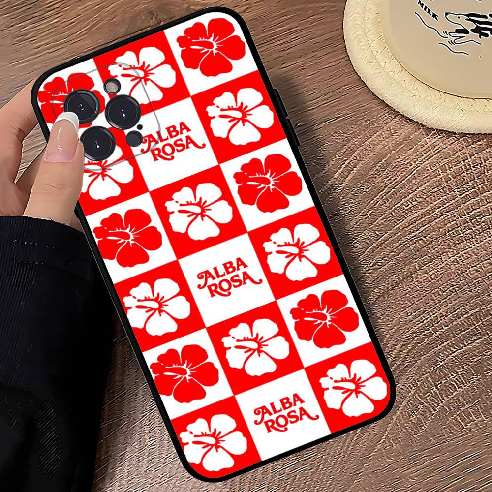 Fashion A-ALBA R-ROSA Phone Case For IPhone 17 16 15 14 13 12 11 Pro Max Plus Mini Silicone Black Cover
