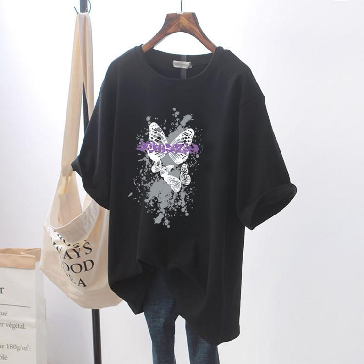 Pure White T-shirt Women's Loose Short-sleeved Pure Cotton T-shirt Medium and Long Large Size Summer Women's New Models