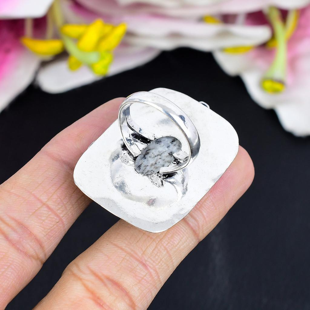 K2 Blue Azurite Gemstone Handmade 925 Sterling Silver Jewelry Ring Size 9 KG-1664