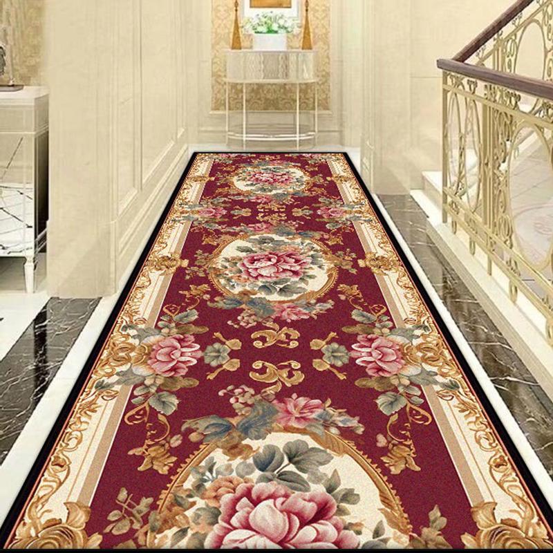 European Style Luxury Long Corridor Carpet Decoration Home Villa Stairs Passageway Runner Rug Customizable Living Room Aisle Mat