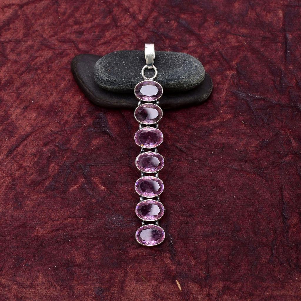 Awesome Pink Kunzite Gemstone Pendant: 925 Sterling Silver Handmade Pendant Necklace Jewelry
