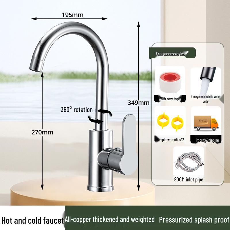 Stainless Steel Anti-Splash Hot & Cold Kitchen Faucet for Vegetable Sink & Washbasin