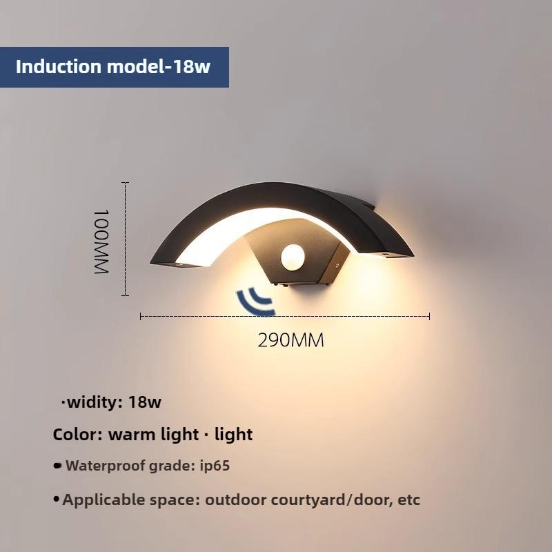 Outdoor Waterproof Simple LED Wall Lamp Modern Creative Long Strip Induction for Courtyard Aisle Door Entrance Warm White IP65