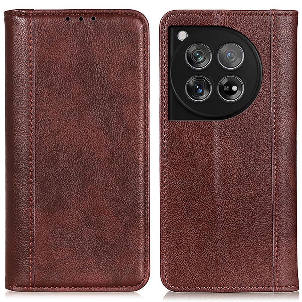 For OnePlus 12 5G Phone Cover Litchi Texture Magnetic Split Leather Wallet Case