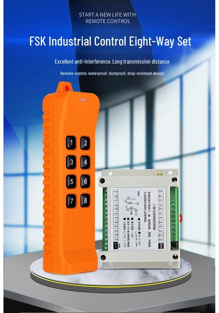 FSK Series 8-Channel Wireless Remote Control Switch, 12-36V DC Controller