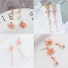Cherry Blossom Elegant Sakura Asymmetric Earrings With Geometric Shape For Summer Fashion