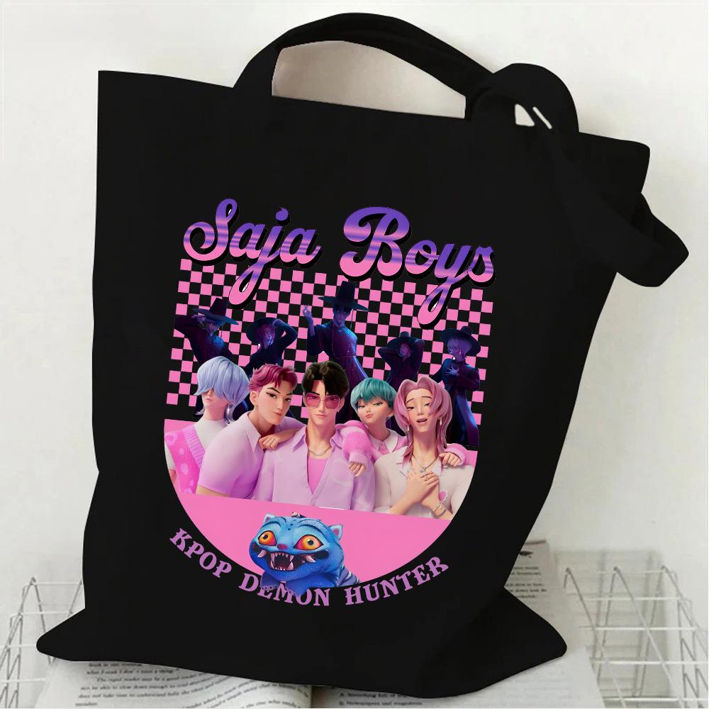 Kpop Witch Hunter Group Printed Canvas Bag Women's Handheld One-shoulder Fashion Student Canvas Bag Daily Shopping Bag