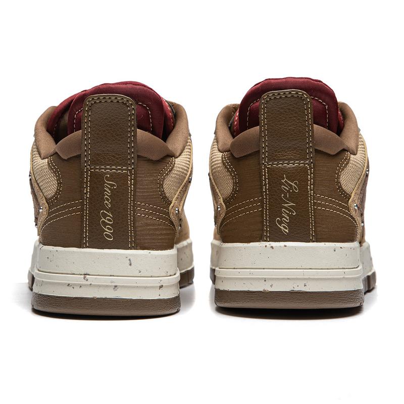 Li Ning Lightweight And Breathable Low top Skateboard Shoes Men's Brown AECU027-2