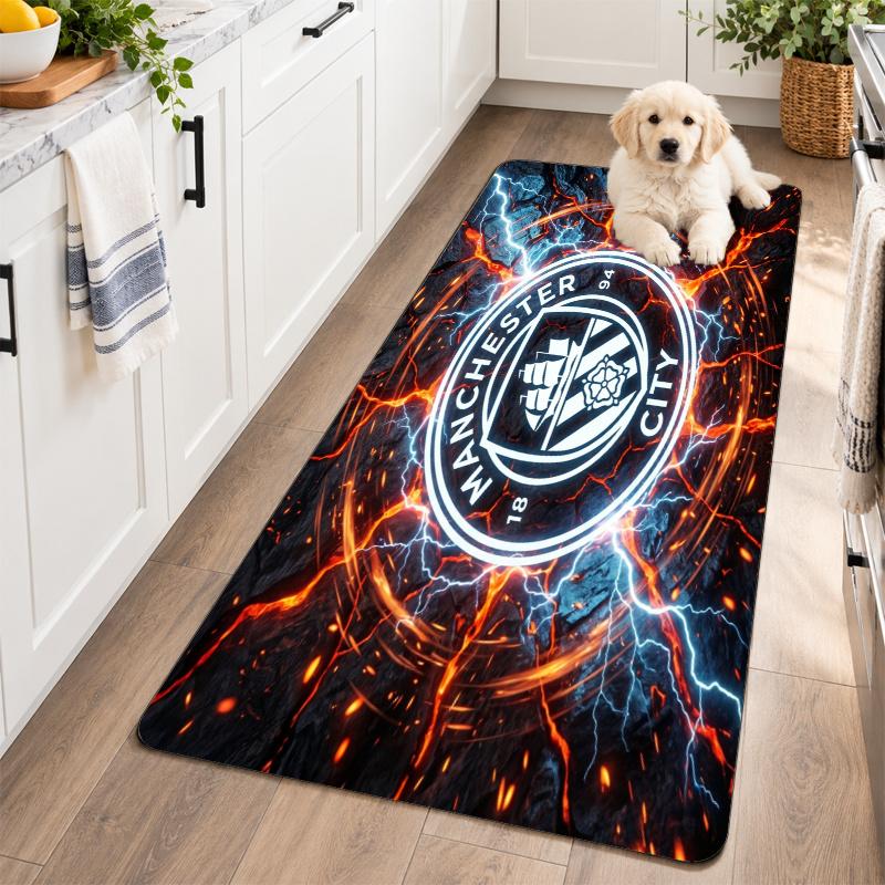 Flannel Kitchen Mat Manchester City Soft Area Rug Non Slip Floor Carpet Home Decoration