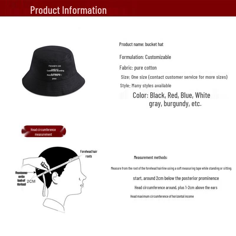 Custom Embroidered Cotton Bucket Hat for Men & Women - Outdoor Sun Hat & Promotional Summer Accessory
