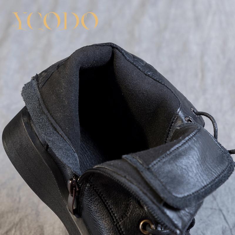 Jesienne i zimowe damskie buty ze skóry naturalnej, dziewczęce skórzane buty studenckie, z aksamitnymi, ciepłymi i wygodnymi antypoślizgowymi botkami