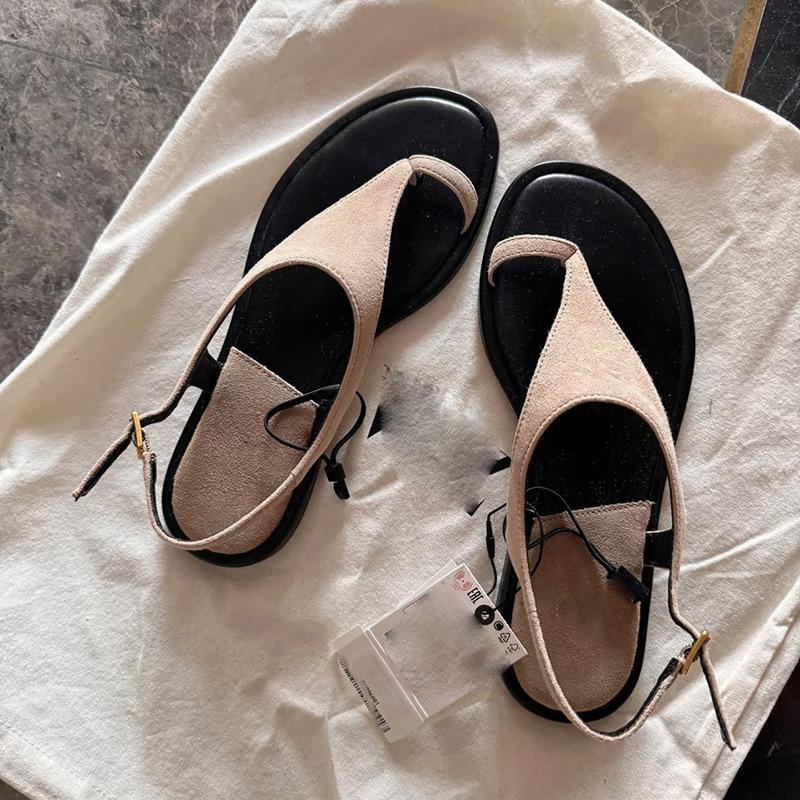 

Women s sandals with toes in the summer of 2025 new beach vacation style flip-flops flat Roman sandals 40 абрикосовый