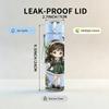 1PC Dark Green Dress Girl Nature Scene Pattern 750ml Color Plastic Sports Water Bottle Leakproof Flip Straw Lid Suitable for Sports Office Home Use