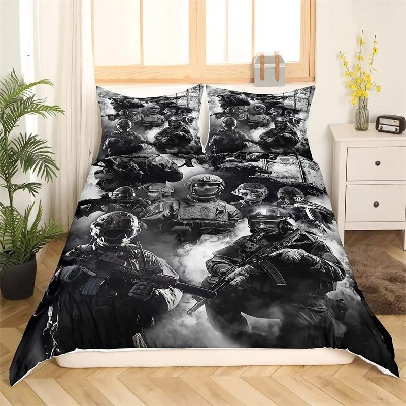 American Flag Duvet Cover Machine Gun Comforter  Bedding Sets,Girls Bed Supplies Set Duvet Cover Bed Comforter Set Bedding Set