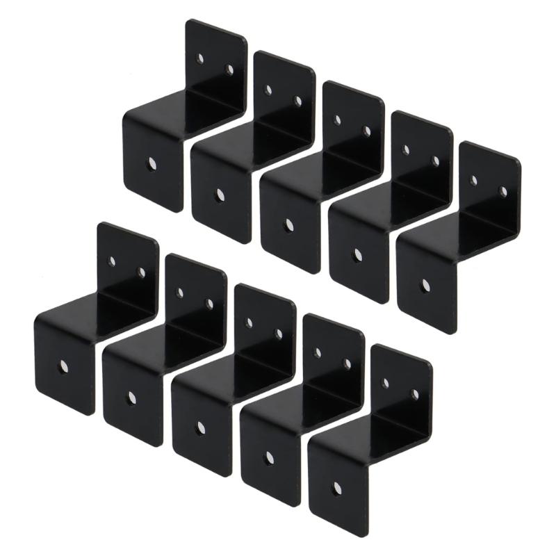 Pack Of 10 Z Shape Corner Brace Steel Black Coated Strong Furniture Brackets Quick Fixing for Shelves Cabinets