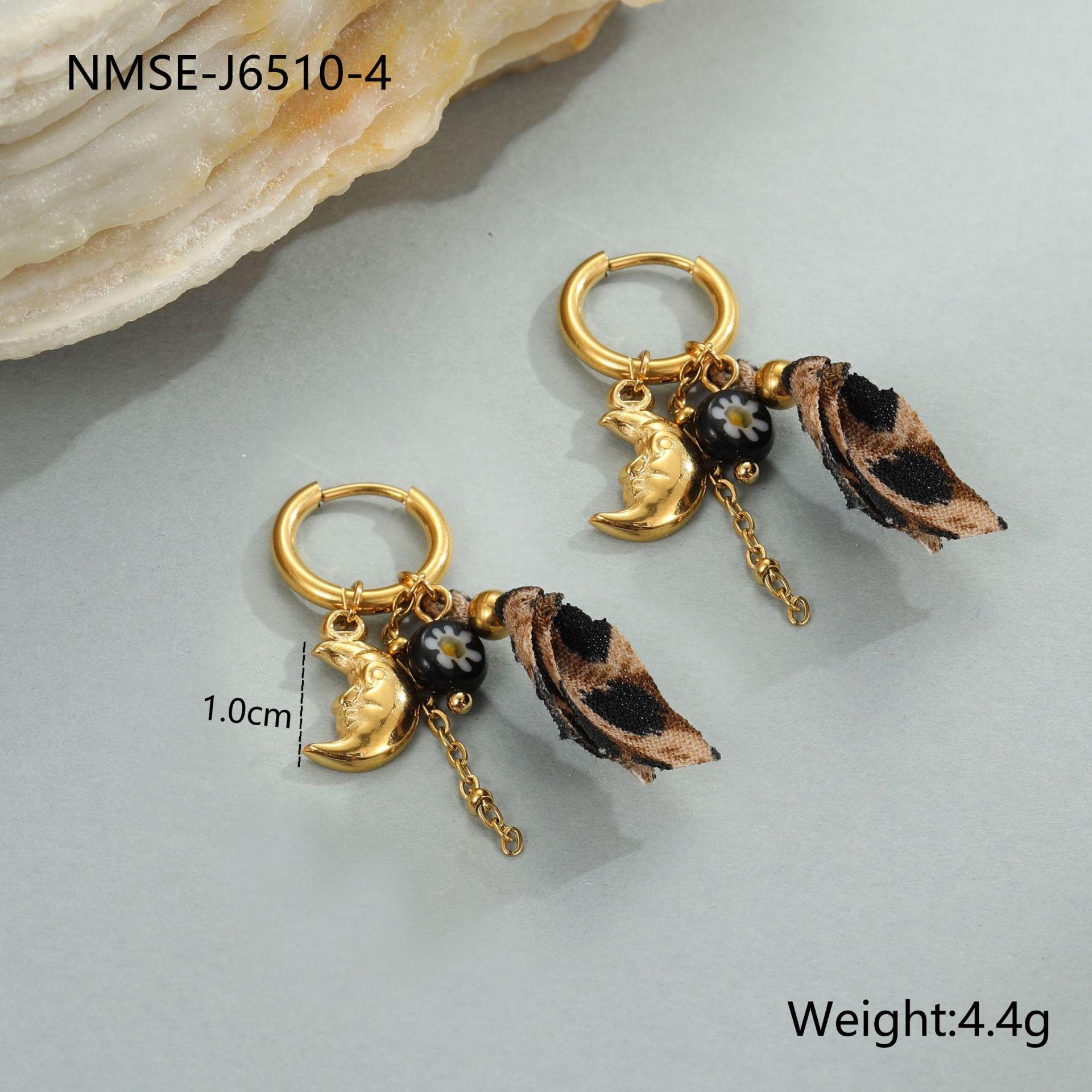GEMCHIC Women s Leopard Print Sun Moon Heart Charm Jewelry Set Stainless Steel Fashion Earrings Rings Necklace 18K