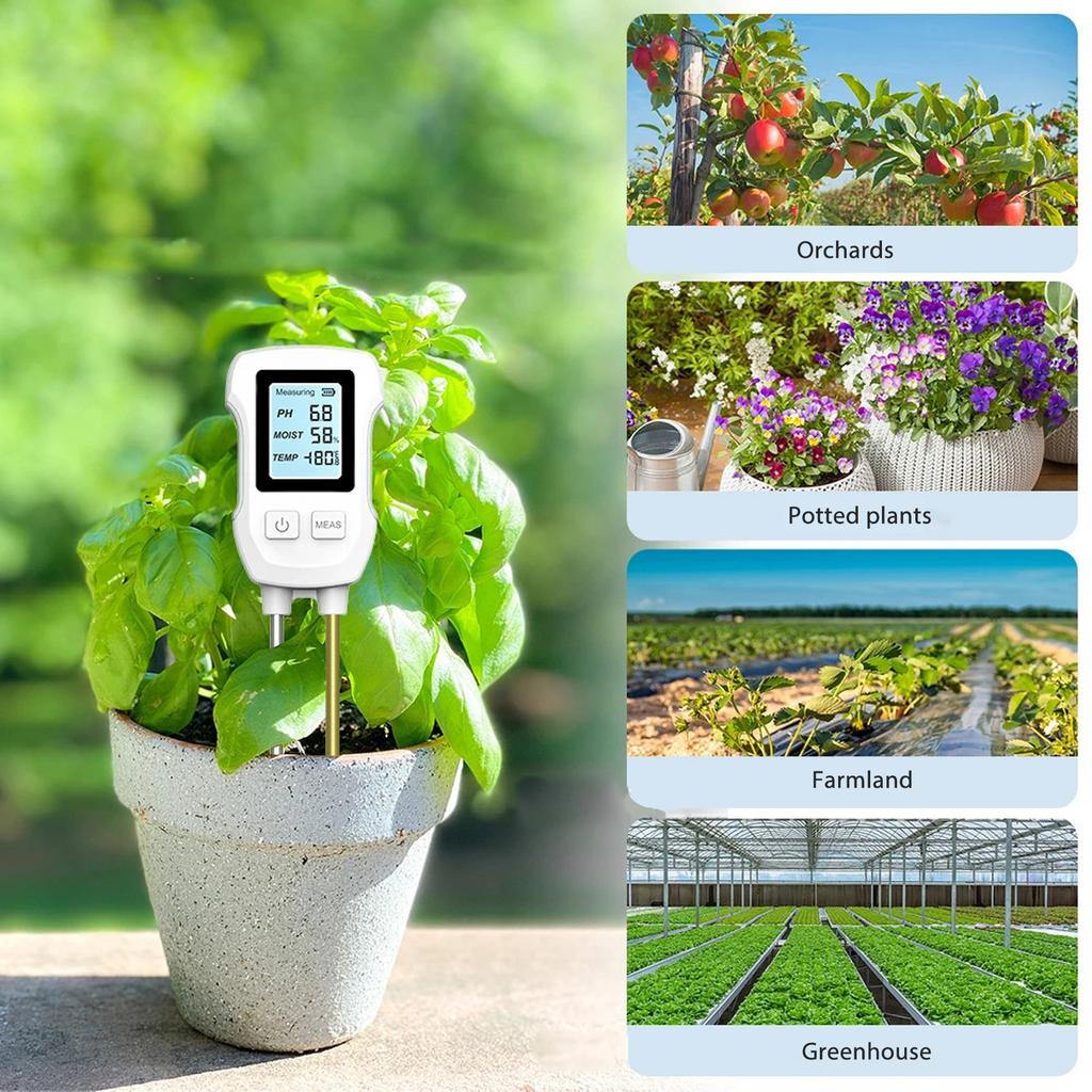 Soil Moisture Tester with Dual Probe Digital Display High Accuracy Soil PH Meter for Gardening Farming
