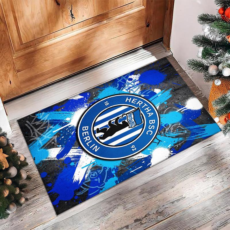 Hertha BSC FC Fußballmuster Weicher Teppich rutschfest für Innenbereiche Sport Dekor Matte für Schlafzimmer