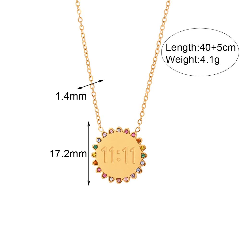 E.B.belle 11:11 Rectangle Pendant Plate Necklace Fine Polished Stainless Steel Gold Plated Necklace Number Jewelry