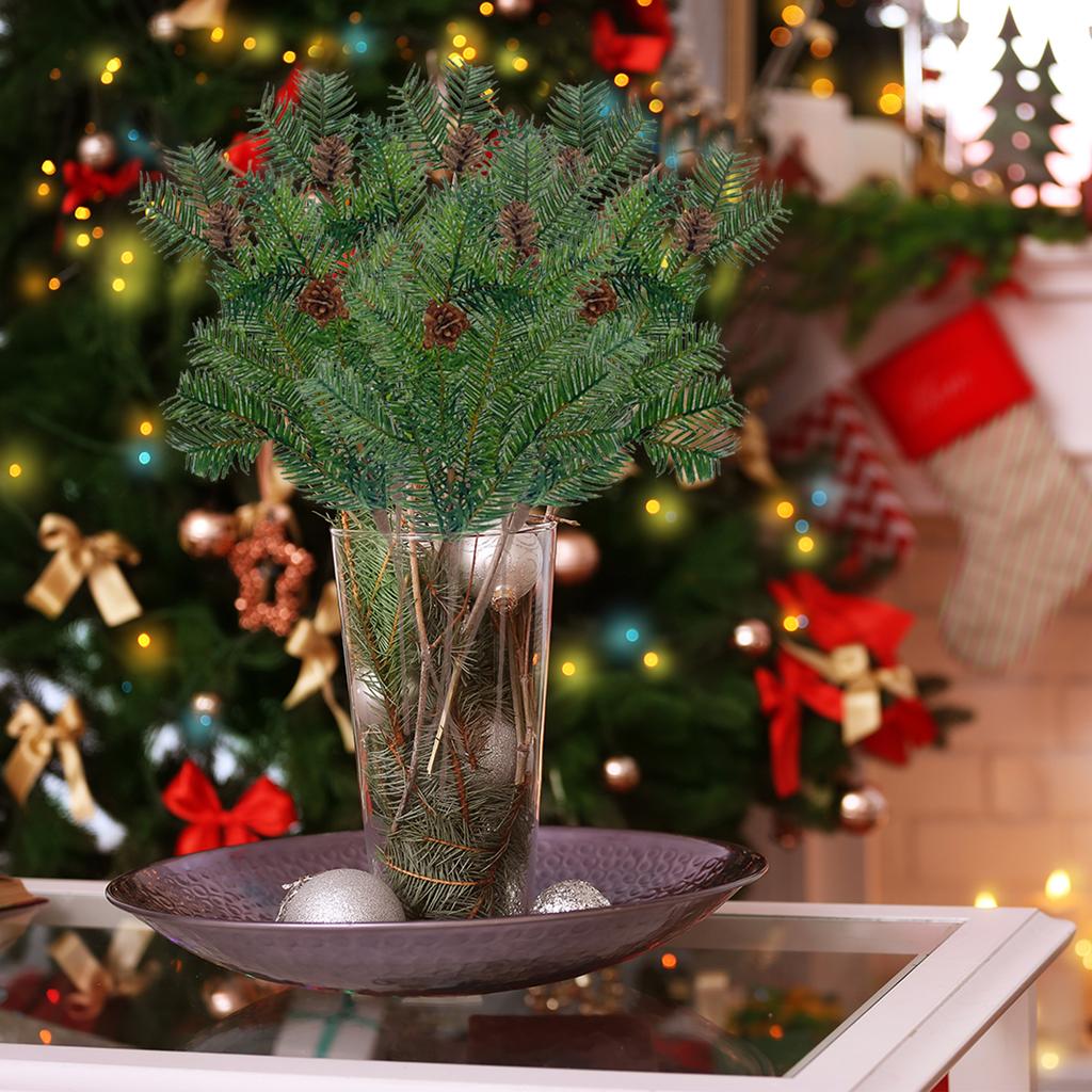 6pcs Simulated Plant Pine Needles, Pine Cones, Single Christmas Ornament Decoration, Christmas Pine Needles, Pine Branches