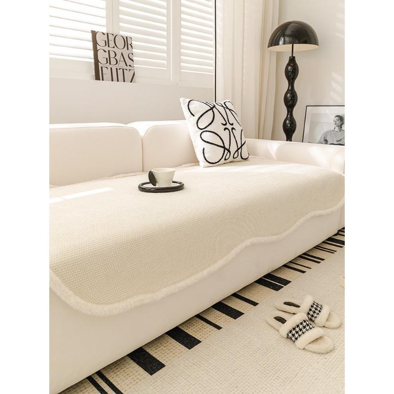 Special-Shaped Sofa Cushion Autumn and Winter Thickening Chenille Irregular High-Grade Plush Sofa Cover Towel