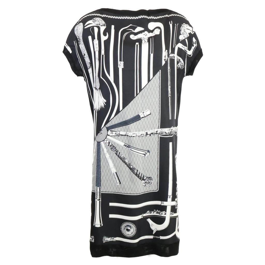 Hermes [/Domestic Regular] Cannes Et Cannes Twill Elene Knit Dress 38 Black WhiteUsed