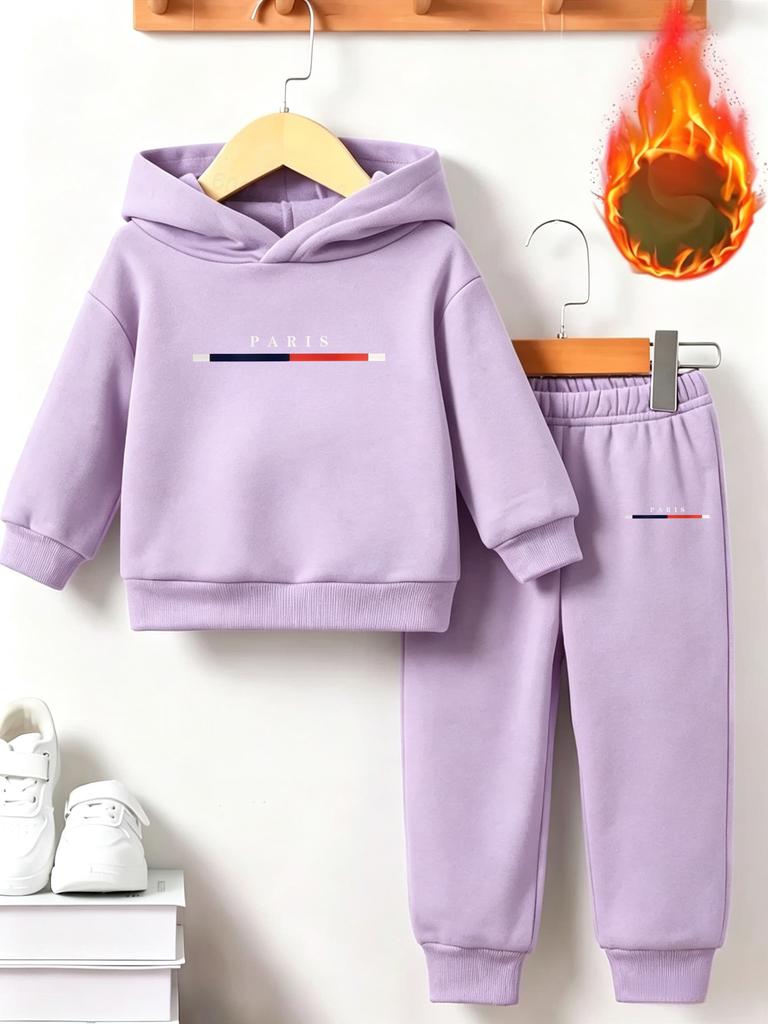Dětský pohodlný svetr s kapucí - Chlapecký a dívčí trendy značka Teplu odolný Sportovní s dlouhým rukávem + Ležérní sportovní cool sada